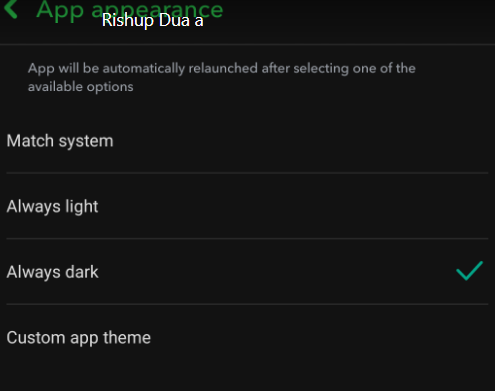 Android dark mode on